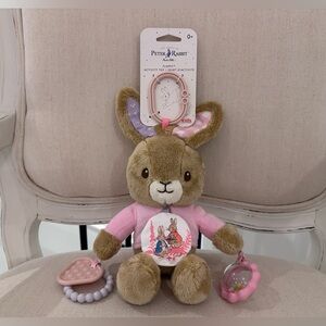 NWT Peter Rabbit Pink Flopsy Plush Lovey Activity Toy Rattle Teether Mirror